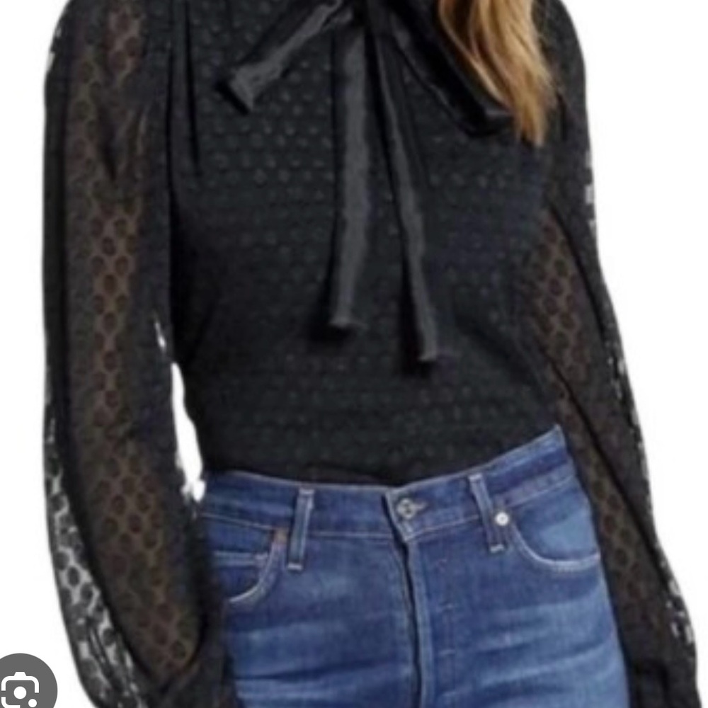 Rachel Parcell Black Sheer Blouse